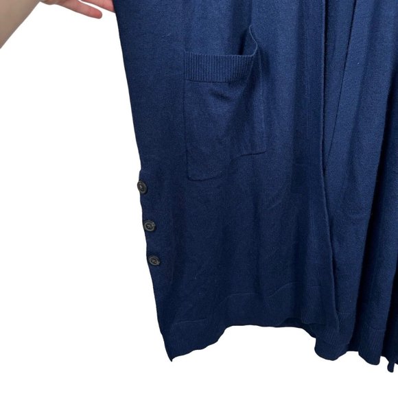 Great Jones - Navy Long Open Short Sleeve Cardigan Women's Sz M Medium - Picture 3 of 7